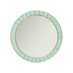 Cristal Art Large Round Hand-Cut Beveled Crystal Mirror Model 2679, Italy, 1950s