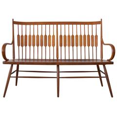 Vintage Walnut Shaker Style Bench by Kipp Stewart and Stuart McDougall