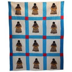 Rare Pictorial Indian Girl Applique Quilt from Oklahoma 1