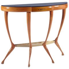 Stylish Italian 1950s Solid Maple Demilune Console