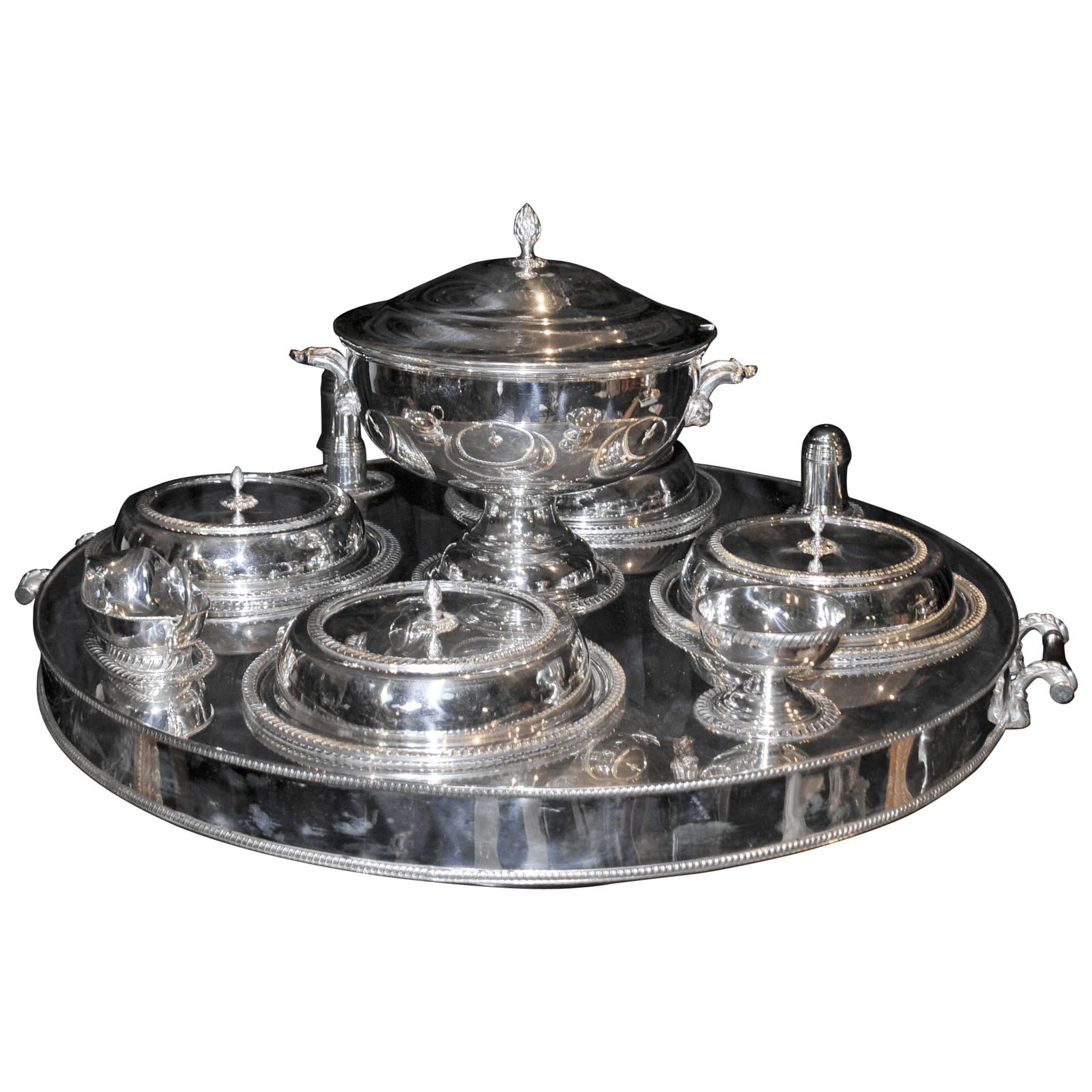 Sheffield Silver Plate Lazy Susan Dumbwaiter Server For Sale