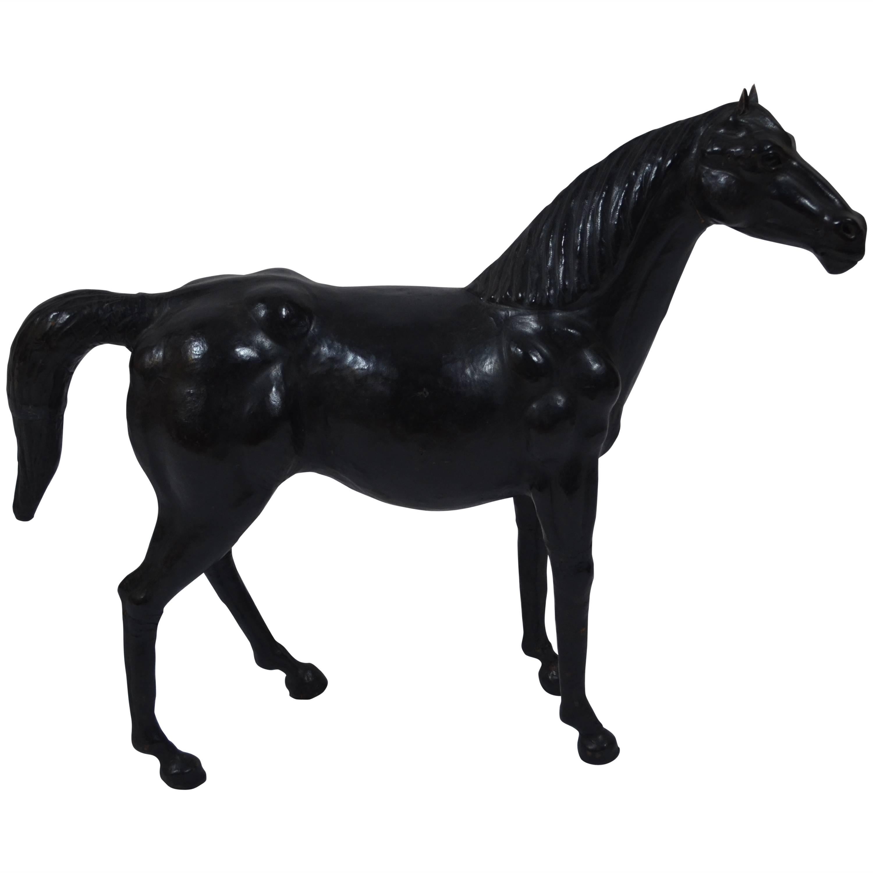 Mid-20th Century Leather Vintage Horse Sculpture