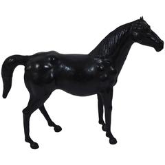 Mid-20th Century Leather Vintage Horse Sculpture