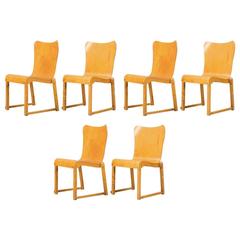 Wonderful and Very Rare Set of Six Axel Larsson Stackable Dining Chairs 12