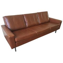 Three-Seat Sofa Upholstered in Leather Vintage Three-Seat Sofa Upholstered in Leather