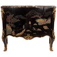 Lacquered Chinoiserie Cabinet in the Louis XV Style, Marked Rosel, circa 1900