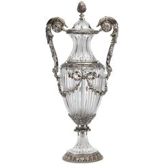 Impressive Silvered Bronze and Lead Crystal Vase after P.P. Thomire