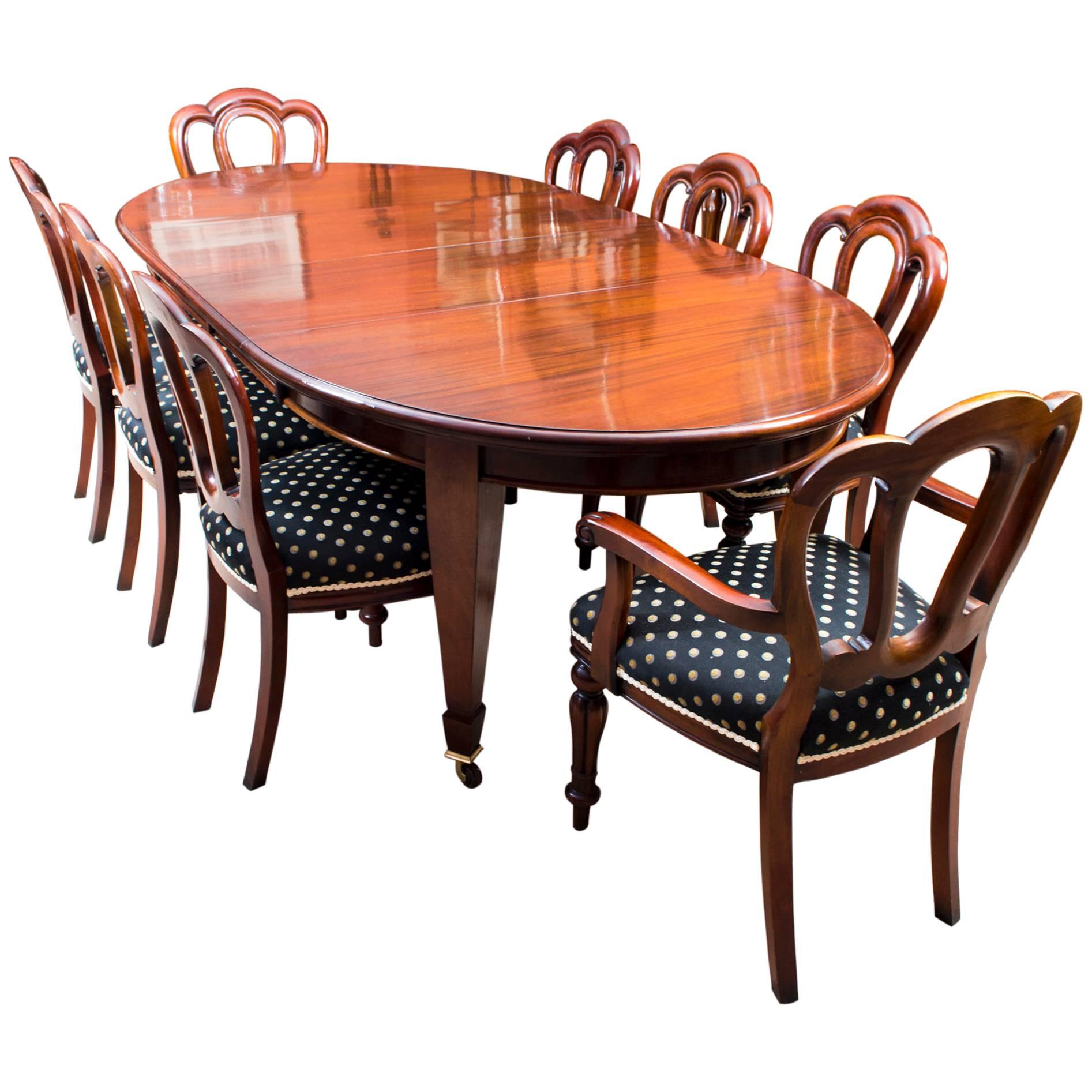Antique Edwardian Dining Table Eight Chairs, circa 1900