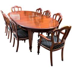 Used Edwardian Dining Table Eight Chairs, circa 1900