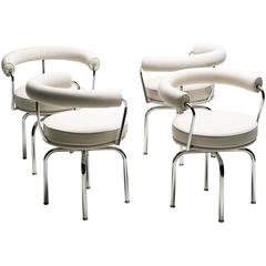 Set of Four Charlotte Perriand LC7 Chairs by Cassina