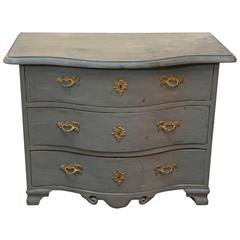 Swedish Early 19th Century Pine Chest with Later Grey Paint and Three Drawers