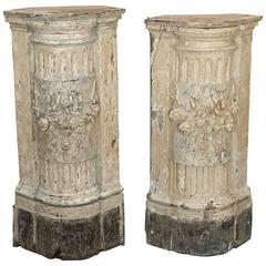 Wood Carved Spanish 17th Century Pedestal from Altar Scraped to Original Paint