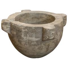 1850s Spanish Large Marble Mortar