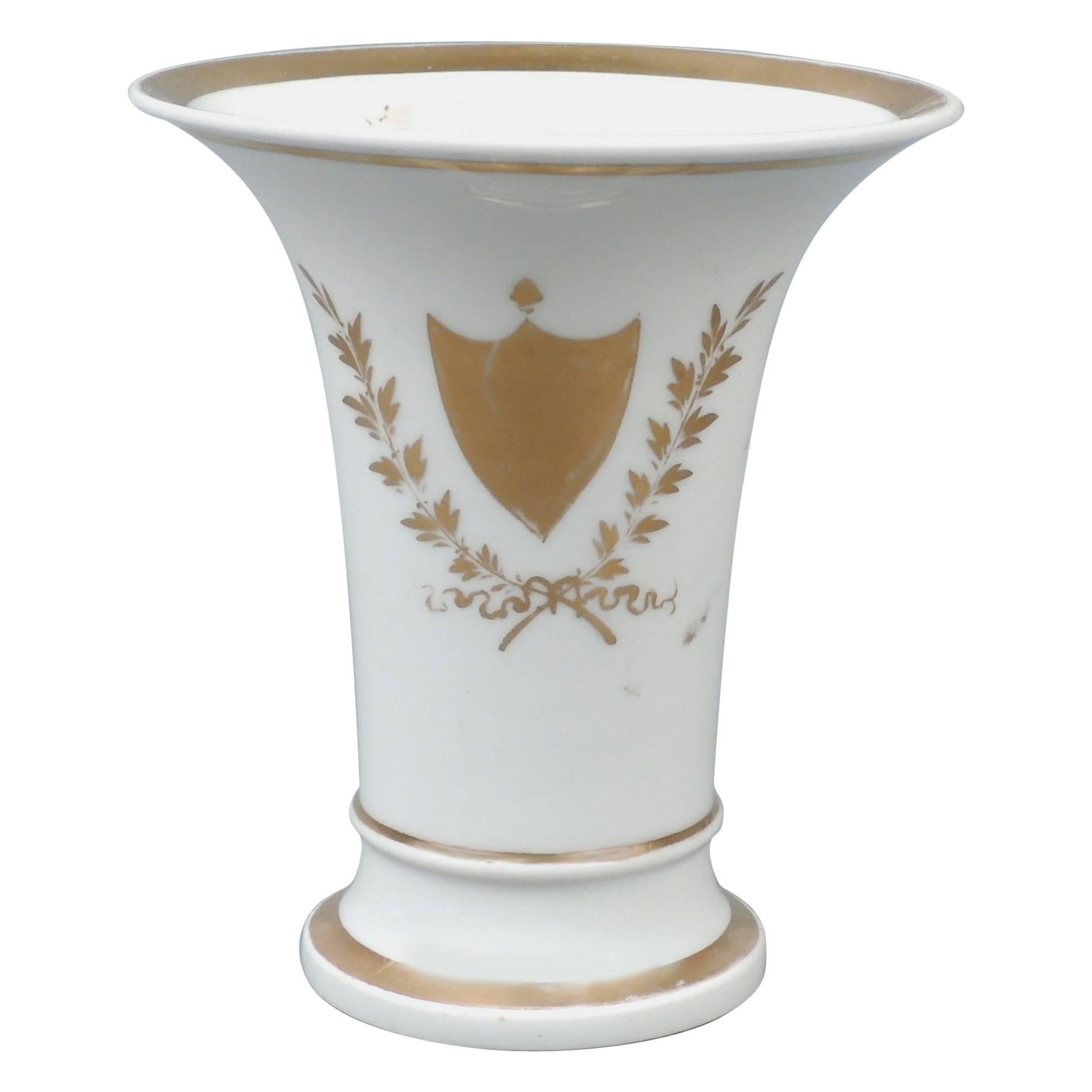 Rare 19th Century Tucker and Hemphill American Porcelain Trumpet Vase, 1830s For Sale