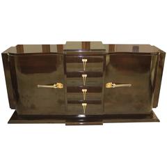 French Art Deco Dark Exotic Macassar Ebony Buffet/ Dry Bar, circa 1940s