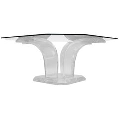 Mid Century Modern Lucite Clear Glass Coffee Table or Sofa Table , circa 1970