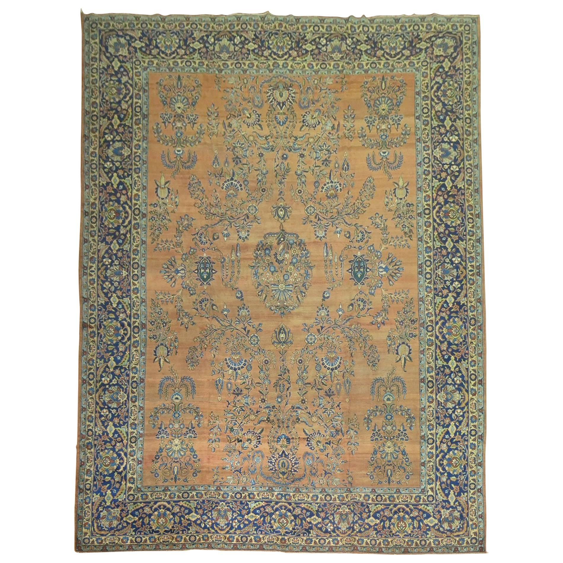 Antique Persian Yazd Carpet For Sale