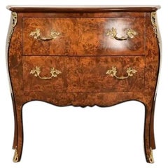 Italian Louis XV Burled Walnut Bombay Commode  Circa 1960s