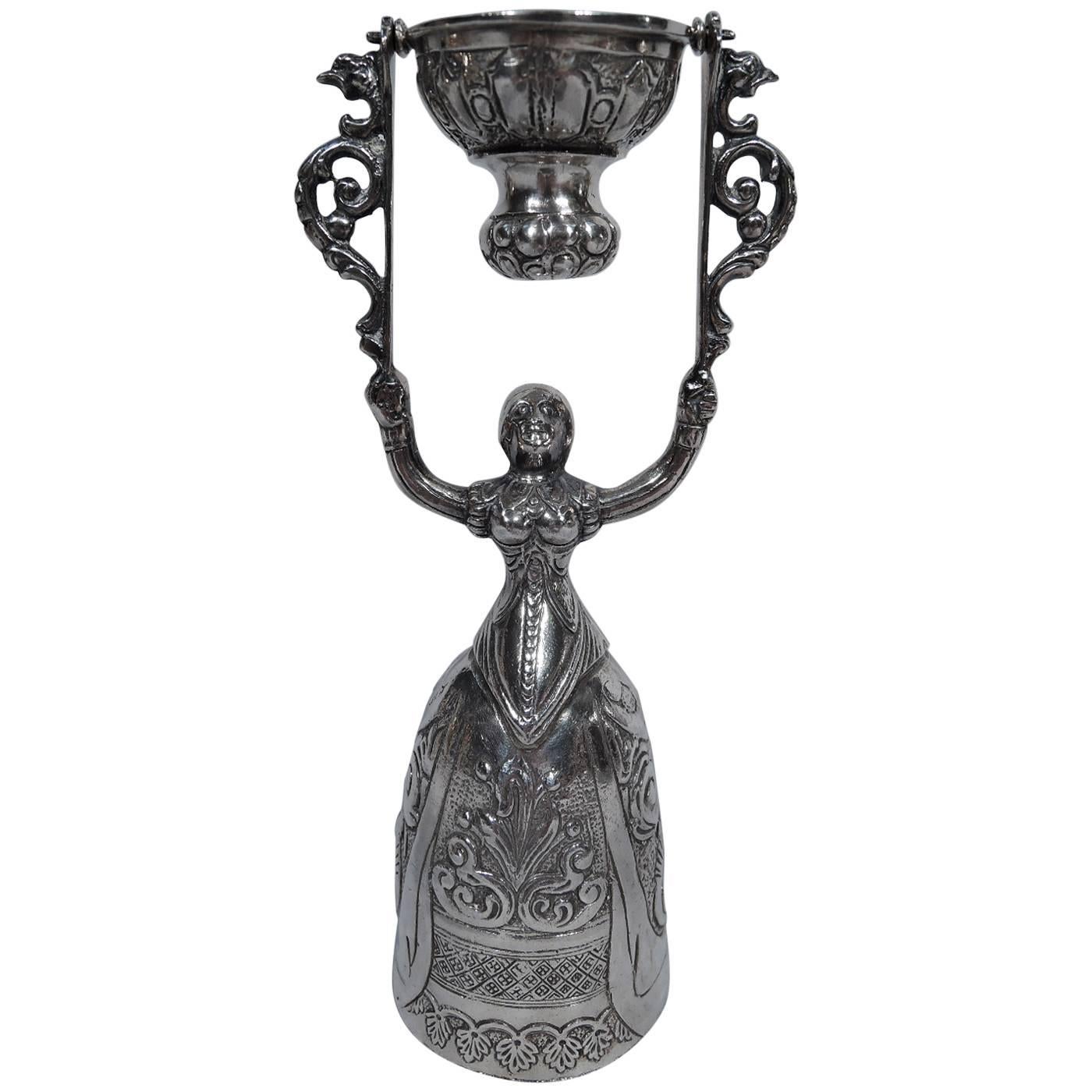 Dutch Silver Wedding Cup with Renaissance Lady