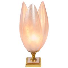 Vintage 1950s Italian 'Pink Marbled Lotus' Table Lamp