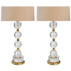Pair of 1960s Murano Glass Ball Lamps