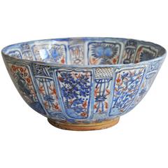 A Large and Perfect Chinese Blue and White Wanli Clobbered Bowl, circa 1620