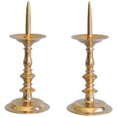 Large Pair of 17th Century German Pricket Candlesticks