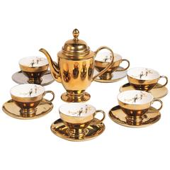 Vintage Miss Etoile Gold Porcelain Tea Set Rococo Style 