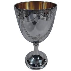 English Edwardian Sterling Silver Goblet with Garlands