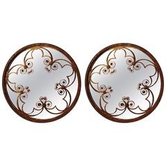 Pair of Ornate Antique Wrought Iron Wall Mirrors 7