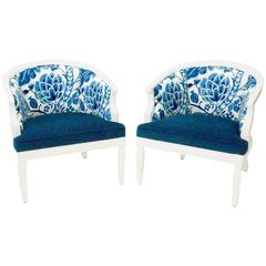 Vintage Hollywood Regency Barrel-Back Chairs (Pair)