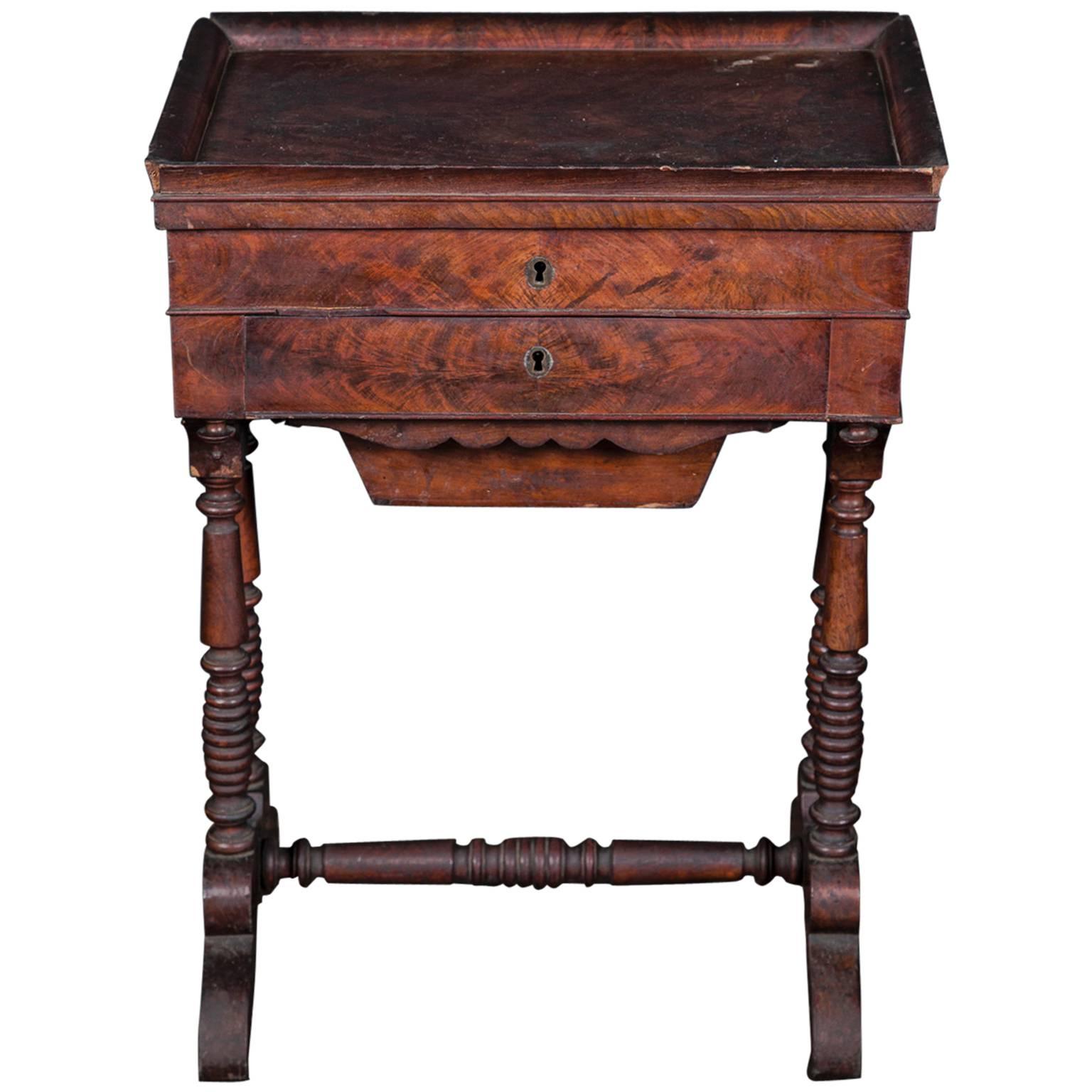 French 19th Century Burl Walnut Poudreuse Table For Sale