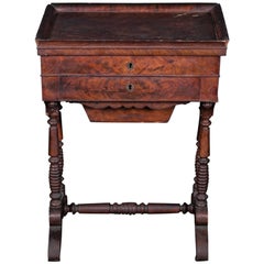 Used French 19th Century Burl Walnut Poudreuse Table