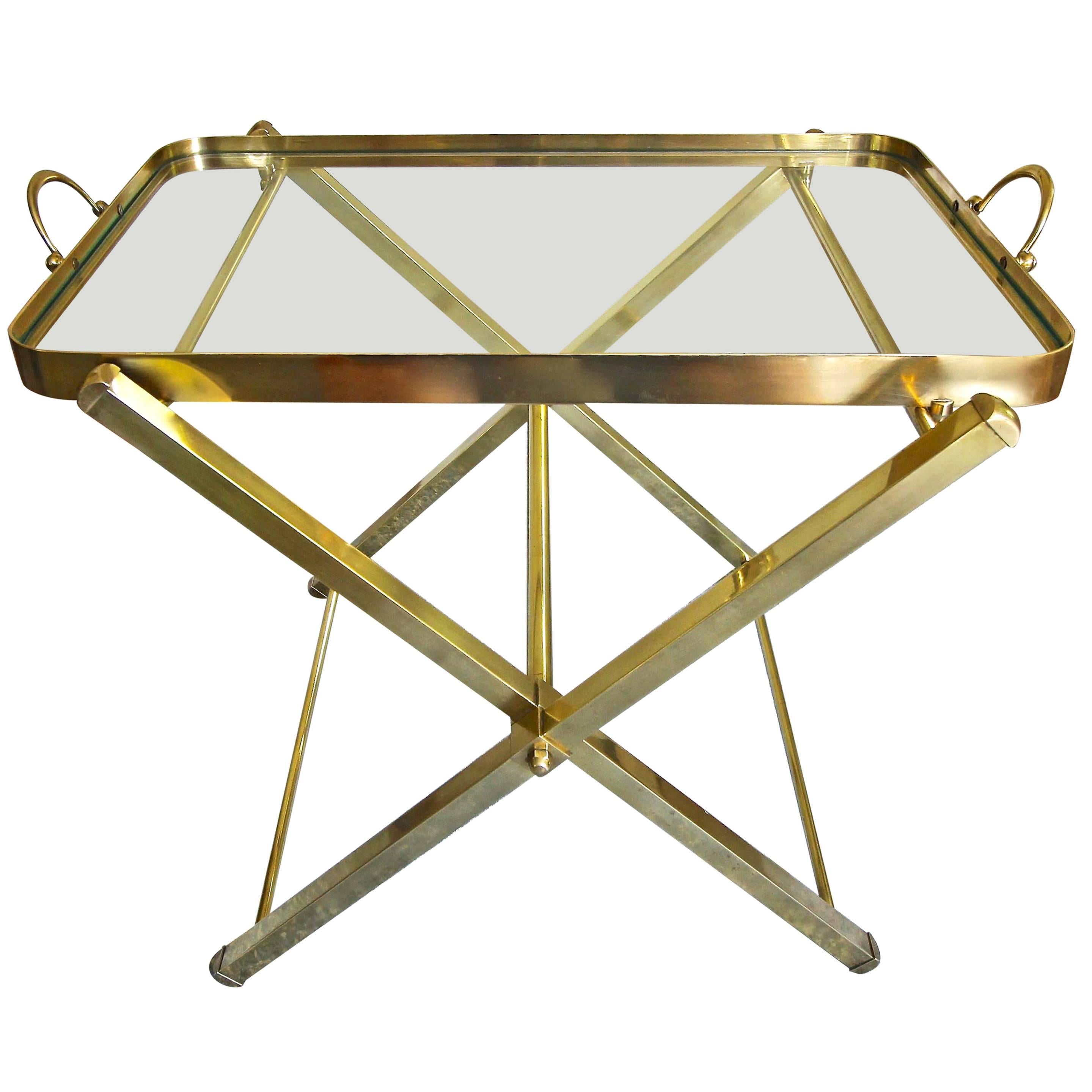 Italian Brass Serving Tray Side or End Table