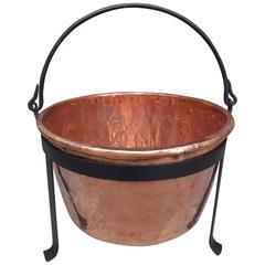 American Copper and Wrought Iron Apple Butter Pot on Stand, Circa 1780