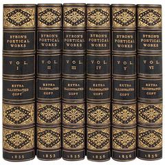 Antique Fine Leather bound Set of Byron's Poetical Works
