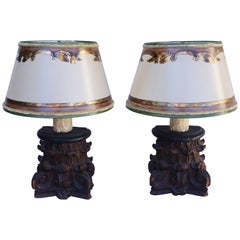 19th Century Italian Petite Capitals with Custom Painted Parchment Shades