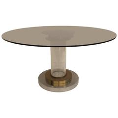 Lucite and Brass Center or Dining Table by Romeo Rega