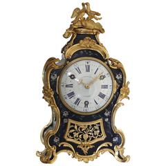 Antique Small Louis XV Ormolu and Vernis Martin Quarter-Striking "Wedding" Clock