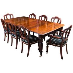 Antique Regency Mahogany Dining Table Eight Admiralty Chairs