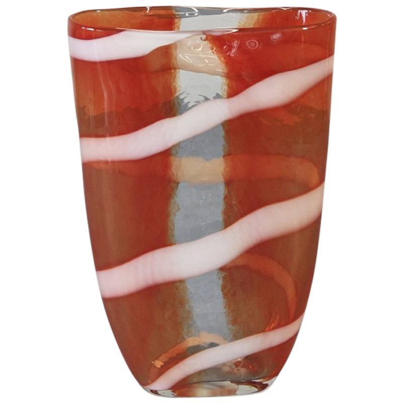 Murano Glass Vase with Stripes For Sale