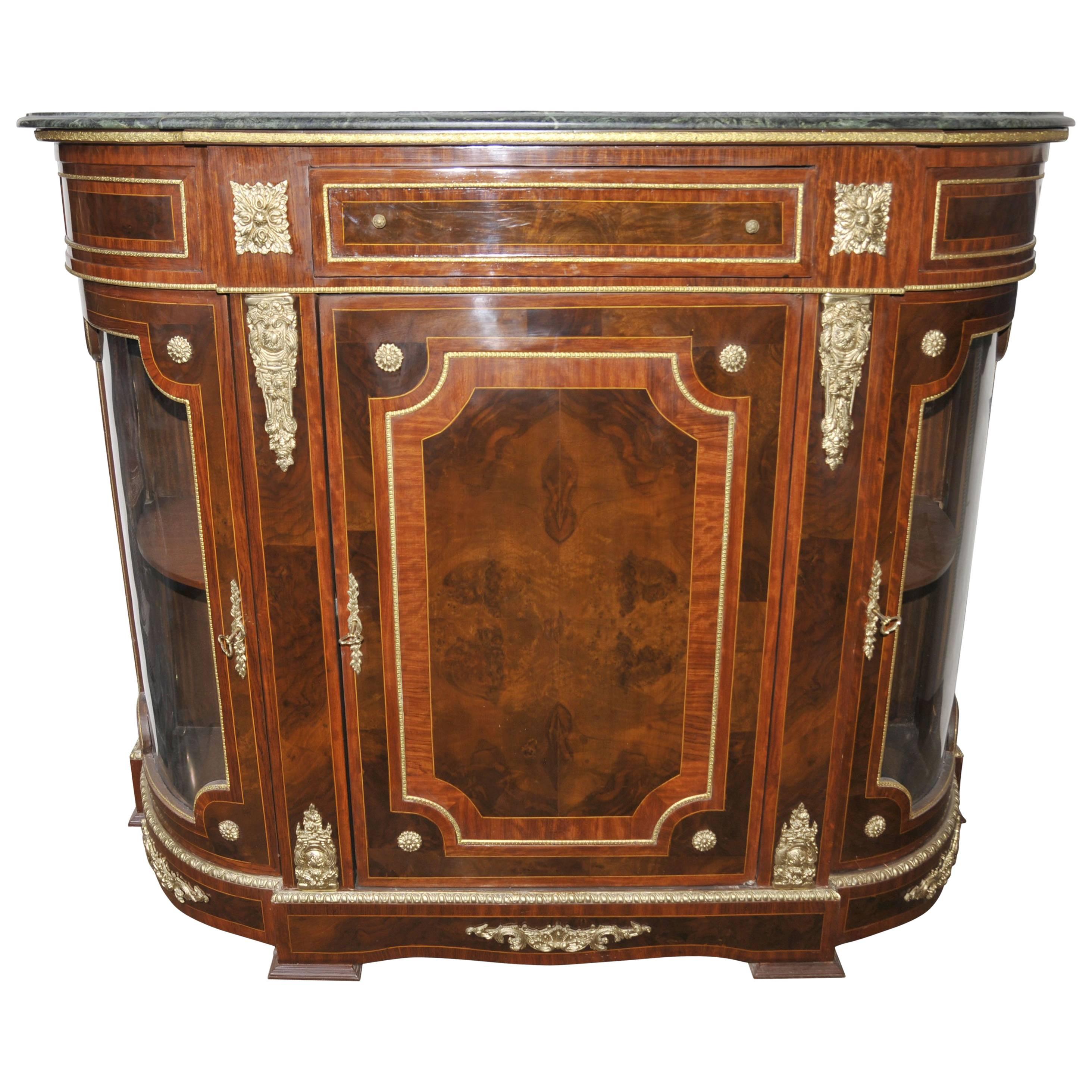  French Empire Style Cabinet Sideboard Kingwood Marble Top For Sale