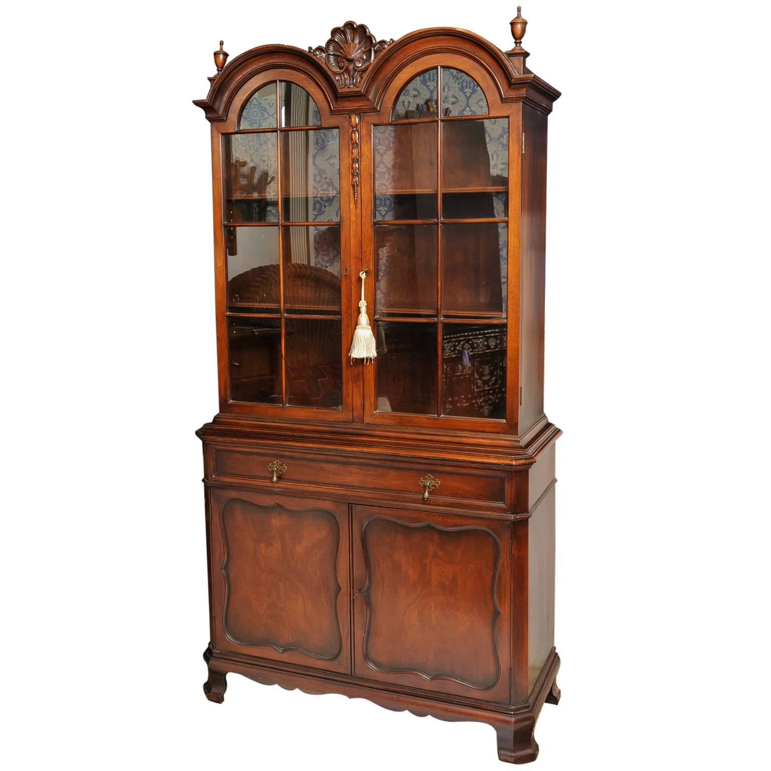 1900s American Two-Door Display Walnut Cabinet