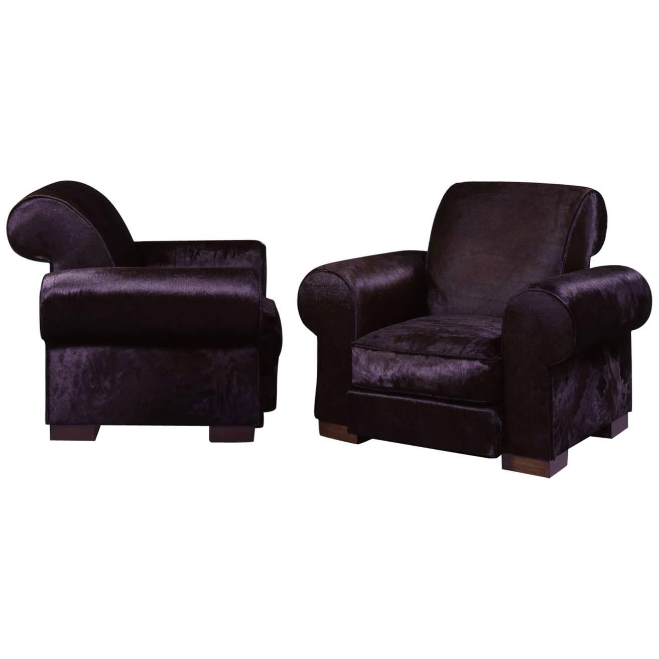 Marc du Plantier, Rare Pair of Comfortable Armchairs, circa 1936 For Sale