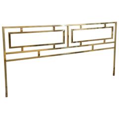 Everett of California Mid-Century Modern Hollywood Glam Brass King Headboard