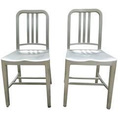 Emeco Two Chairs 1006 Navy Aluminium