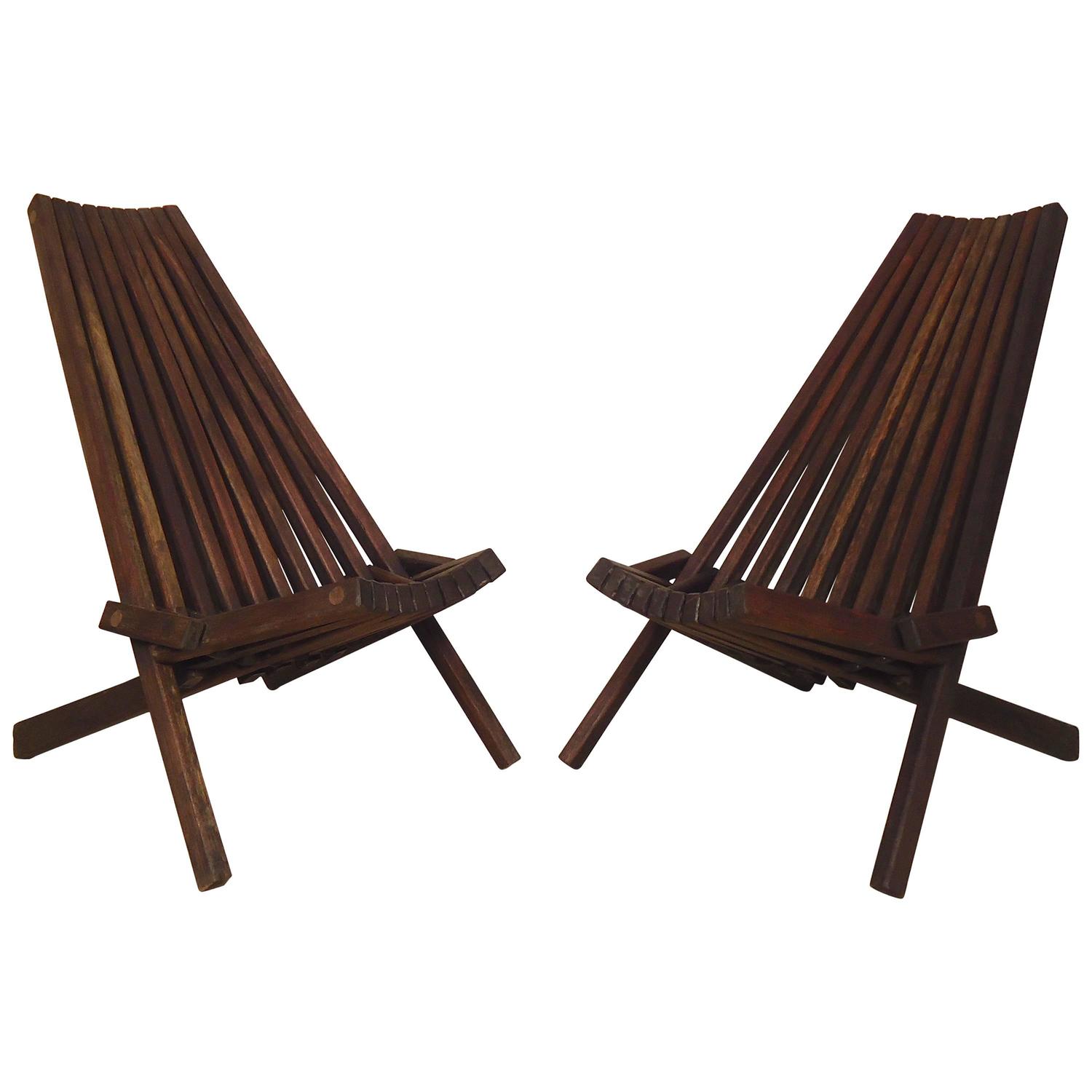Teak Slat Outdoor Chairs at 1stdibs
