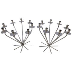 Pair of 1950s Einar Dragsted Modernist Candelabras, Denmark