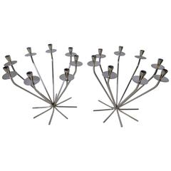 Pair of 1950s Einar Dragsted Modernist Candelabras, Denmark 12