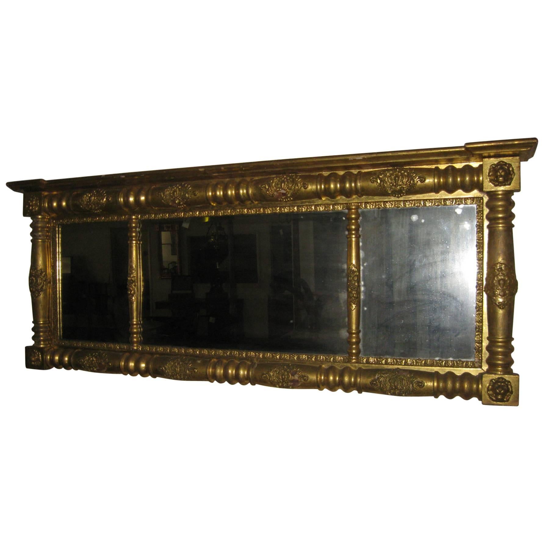 19th century Giltwood American Overmantel Mirror